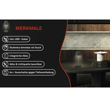 Lampe de table sans fil Serina Mini LED 2,5 W anthracite