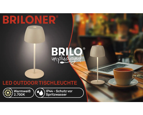 Lampe de table d''extérieur LED Briloner avec protection contre les projections d''eau