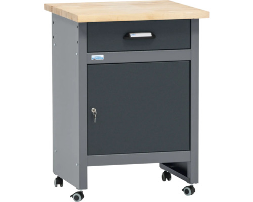 Chariot d''établi avec tiroir, porte et plaque en bois