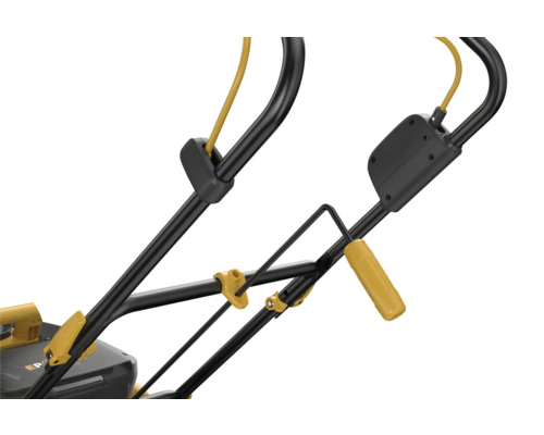 Detailaufnahme der Bedienelemente eines Rasenmähers