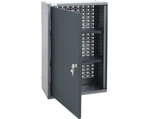 Armoire à outils avec porte ouverte et deux clés