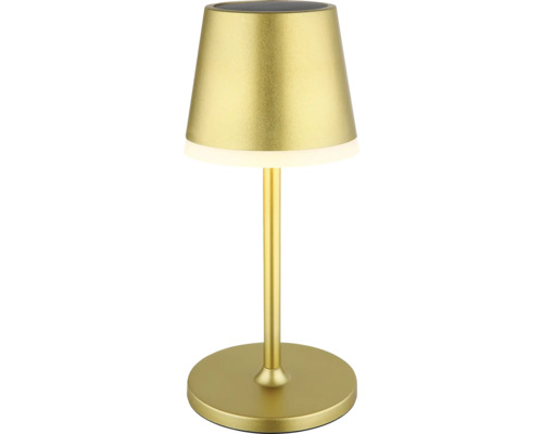 Goldfarbene Tischleuchte mit Schirm und rundem Fuß
