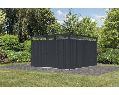 Armoire de jardin en métal avec toit plat dans le jardin