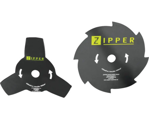 Zipper Jeu de lames de coupe pour herbe, comprenant une lame à trois dents et une lame de scie circulaire