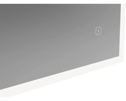 Vue détaillée d''un miroir avec éclairage et élément de commande