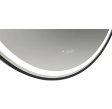 Vue partielle d''un miroir rond avec panneau de commande tactile