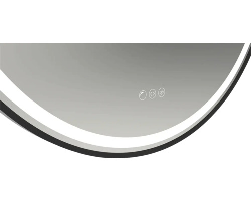 Vue partielle d''un miroir rond avec panneau de commande tactile