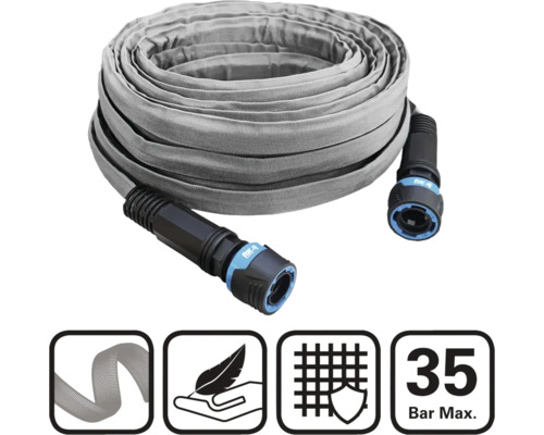 Textilschlauch aufgerollt mit Kupplungen