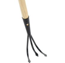 Griffe de jardin avec manche en bois et trois dents