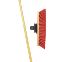Balai de voirie avec manche en bois et poils en plastique