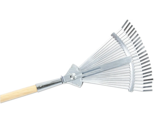 Râteau à feuilles réglable avec manche en bois pour le jardinage