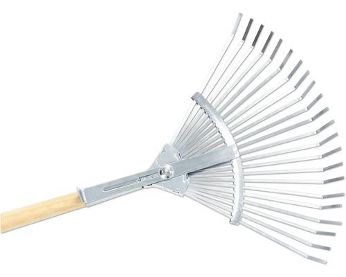 Râteau à feuilles réglable avec manche en bois