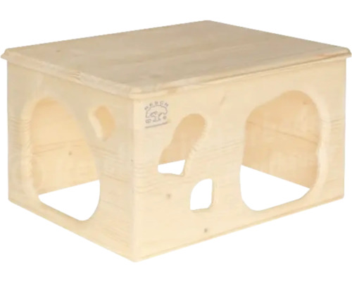 Kleintierhaus aus Holz mit mehreren Eingängen