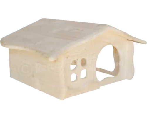 Holzhaus für Kleintiere mit Eingangsloch und Fenster