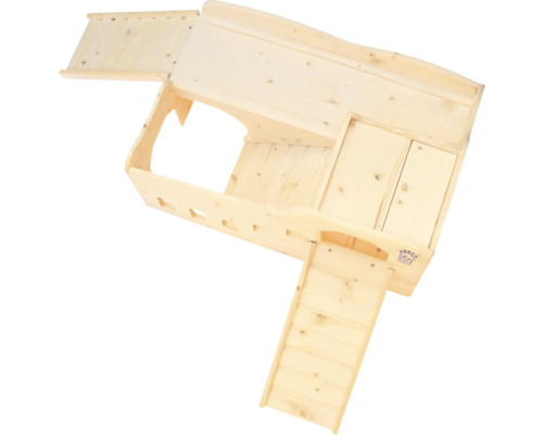 Cabane de jeu en bois non traité avec échelle et fenêtre