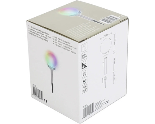 Emballage d''une lampe solaire LED sphérique avec changement de couleur