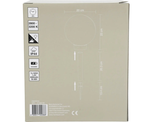 Lampe solaire boule avec piquet de terre RGB Ø 20 cm