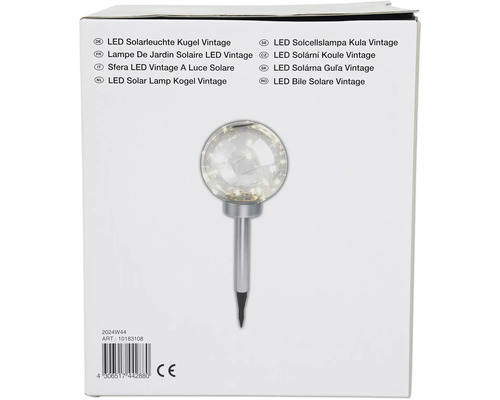 Emballage d''une lampe solaire LED sphérique au design vintage