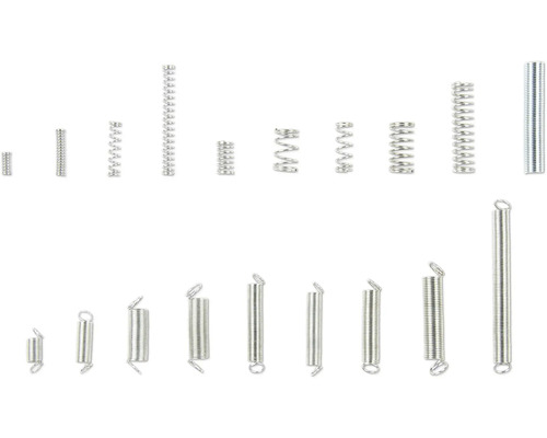 Divers ressorts métalliques de différentes tailles.