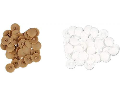 Abdeckkappen aus Kunststoff in Braun und Weiss