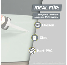 Anwendungsbeispiele für Dichtstoff: Fliesen, Glas und Hart-PVC