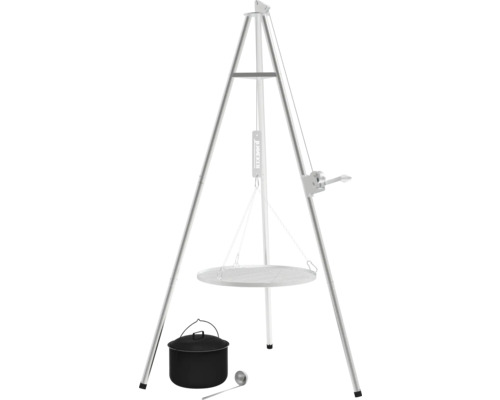 Barbecue pivotant avec grille, marmite et louche