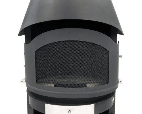 Vue détaillée d''un chauffage de terrasse avec pare-étincelles.