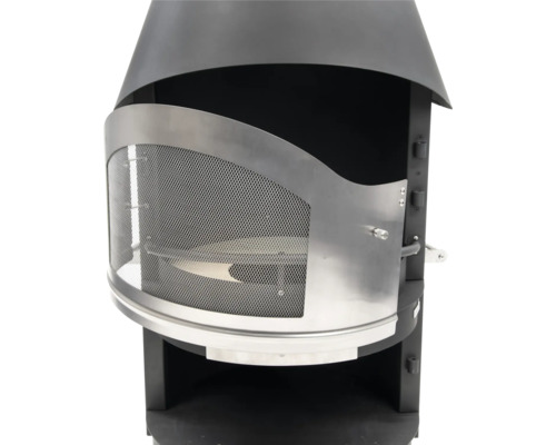 Cheminée de jardin avec porte à grille de protection