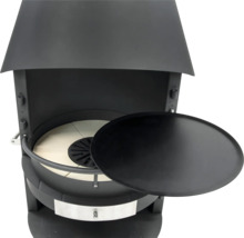 Four à pizza d''extérieur noir avec hotte et pierre à pizza