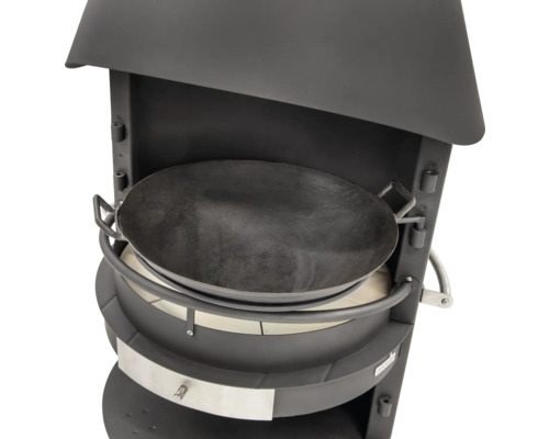 Gril avec foyer et wok en acier