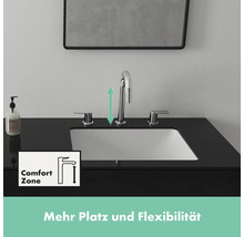 Waschtischarmatur mit Comfort Zone und Waschbecken in einem Badezimmer