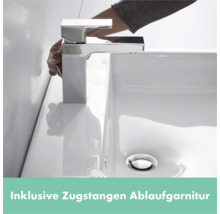 Waschbecken mit Einhebelmischer und Zugstangen Ablaufgarnitur