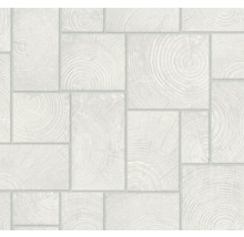 Papier peint aspect bois avec motifs carrés