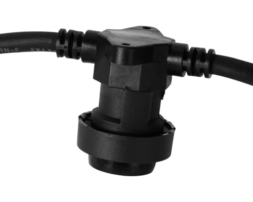 Schwarzes T-Stück für Niedervolt-Kabel