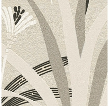 Nahaufnahme einer gemusterten Tapete mit floralen und geometrischen Elementen