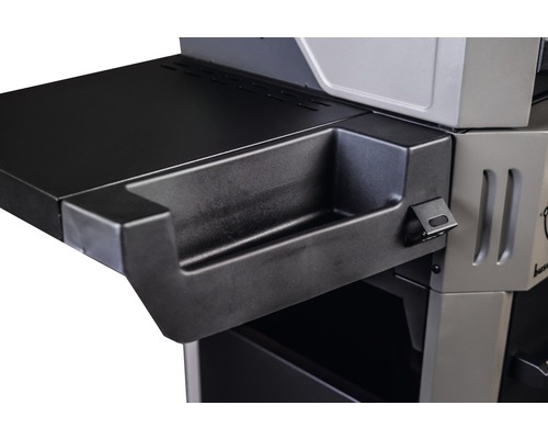 Vue détaillée d''un barbecue à gaz avec espace de rangement