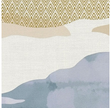 Papier peint avec motifs graphiques et représentation de paysage