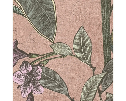 Gros plan d''un papier peint avec un motif de fleurs et de feuilles