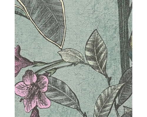 Vue détaillée d''un papier peint avec motif de feuilles et de fleurs