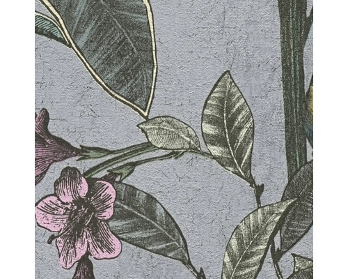 Papier peint avec motif de fleurs et de feuilles