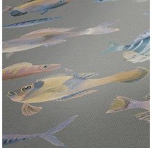 Vue détaillée d''un papier peint avec des motifs de poissons.