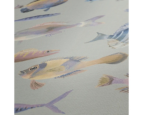 Gros plan d''un papier peint avec un motif de poissons