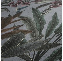 Gros plan d''un papier peint avec motif de feuilles et d''oiseaux