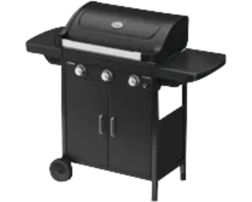 Gril à gaz avec trois brûleurs, tablettes et placard