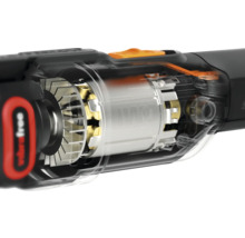 Innenansicht eines Akku-Bohrhammers mit sichtbarem Motor und Vibration Control