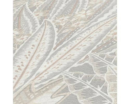 Tapete mit Feder- und Pflanzenmuster