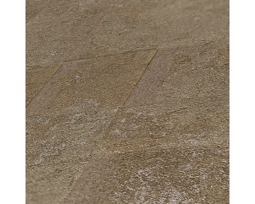 Gros plan de lames de plancher en vinyle posées avec décor pierre