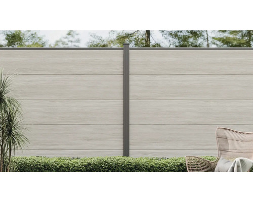 Clôture de jardin imitation bois avec poteaux