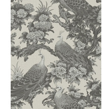 Papier peint avec motif de paons et de fleurs