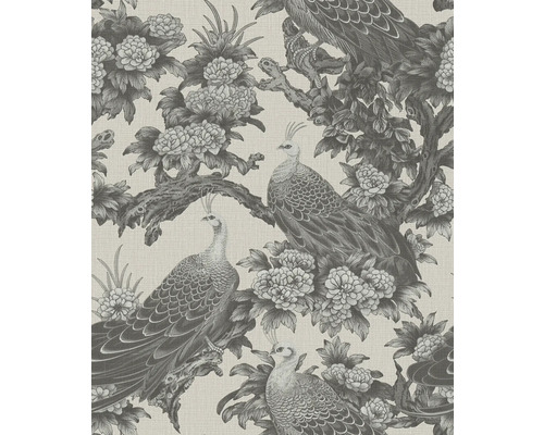 Papier peint avec motif de paons et de fleurs